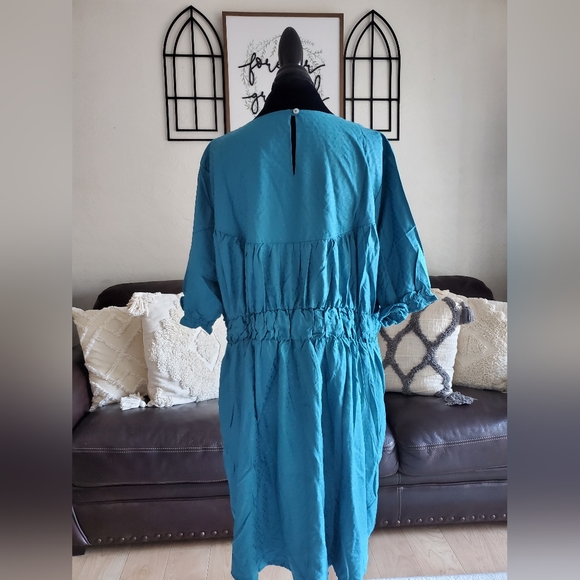 Evy's Tree The Maria Blue Midi Shirt Dress Women's Size 1X NWT Boho Chic - Picture 11 of 12